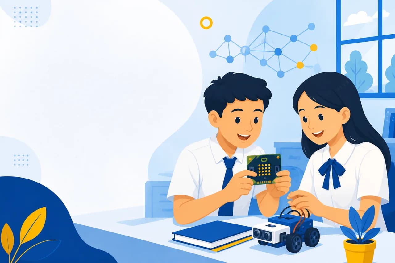 Perangkat Edge AI di meja belajar